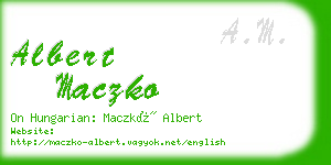 albert maczko business card